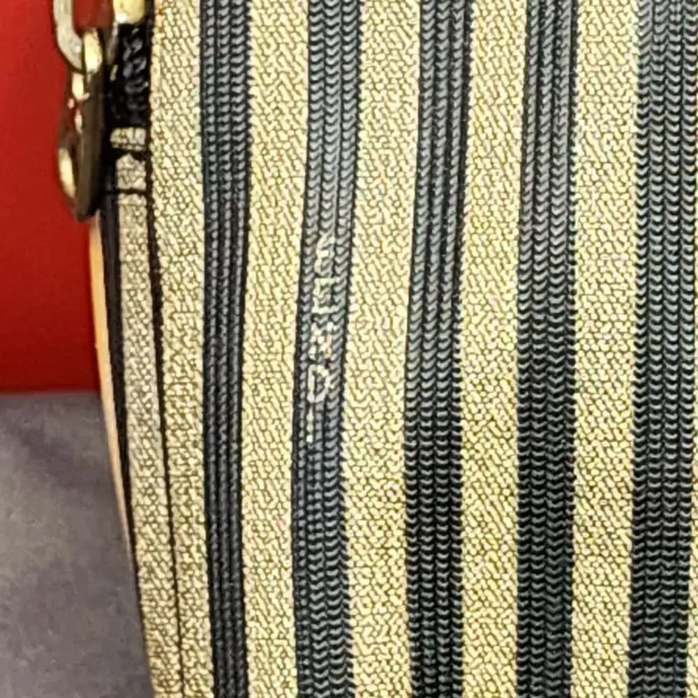 Fendi Vintage Pequin Stripe Coated Canvas Cosmetic Pouch